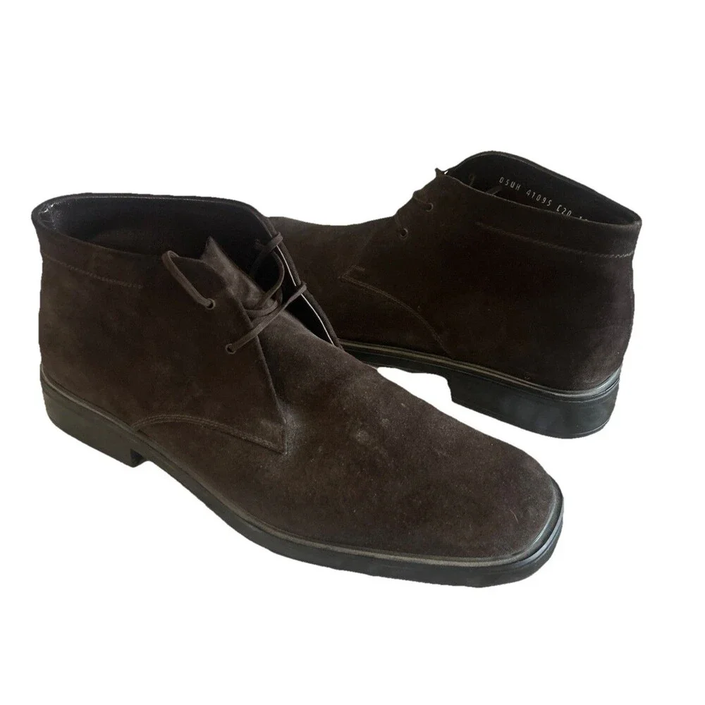 Salvatore Ferragamo Mens 10D Chukka  Boots Italian Brown Suede Leather  Italy